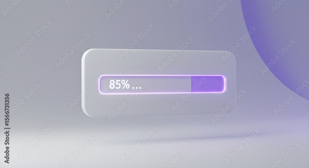 Fototapete 3d rendering of a modern download or loading progress bar with eighty-five percent. upload digital i