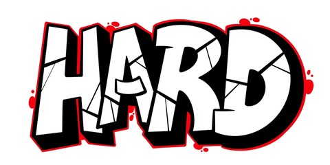 letter hard, hard font illustration with cool simple graffiti pattern