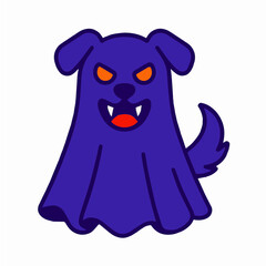 Scary Ghost Dog Flat Vector Illustration