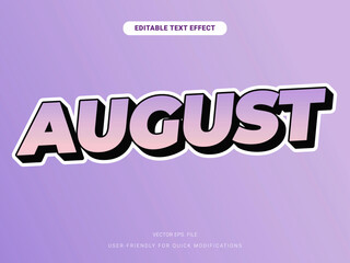 Minimalist August Editable Text Style in Vector Format with Smooth and Elegant Font