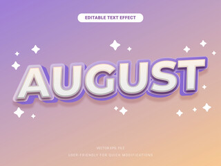 Vector Editable August Text Effect with Clean Lines and Subtle Modern Typography