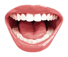 Naklejka premium Open mouth smiling dental health awareness graphic bright colors