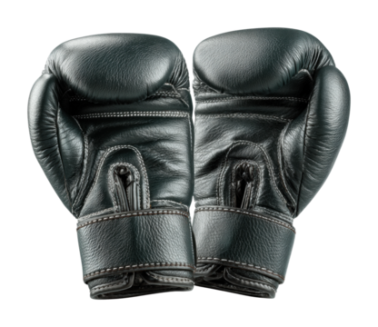 Boxing gloves in action sports arena equipment competitive environment view