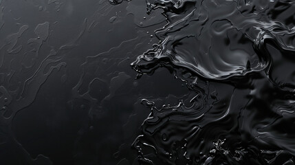 黒の液体が流れるように広がる抽象的なアート背景