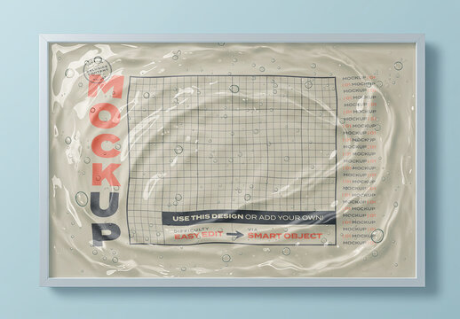 Horizontal Frame Poster Image Mockup with Gel