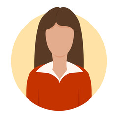 long hair woman avatar, businesswoman, vector