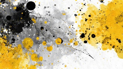 Abstract paint splatter yellow gray black texture background