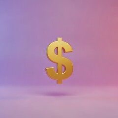 Fototapeta premium A golden dollar sign stands against a purple background