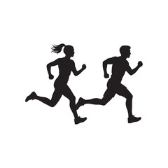 Silhouettes of Running Partners