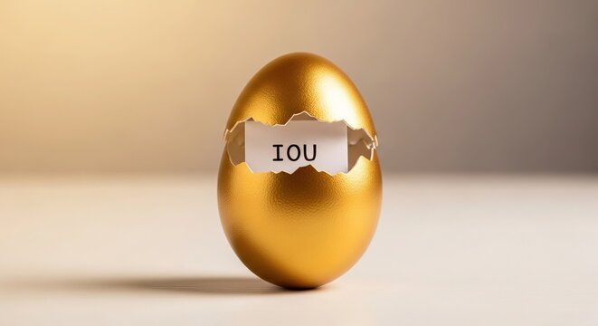 A golden egg with an iou note inside