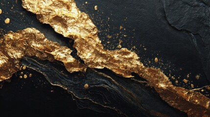 Abstract gold and black paint texture background