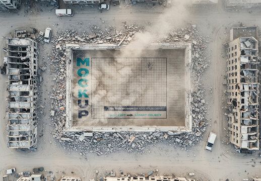 Horizontal War Zone Image Mockup Destroyed