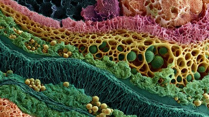 Vibrant plant cell structure microscopic detail science biology