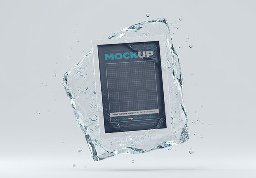 Icy Jelly Structure with Poster Image Mockup