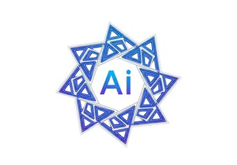 Fototapeta premium Futuristic AI Logo with Geometric Star Shape and Triangle Pattern. (AI Generated)