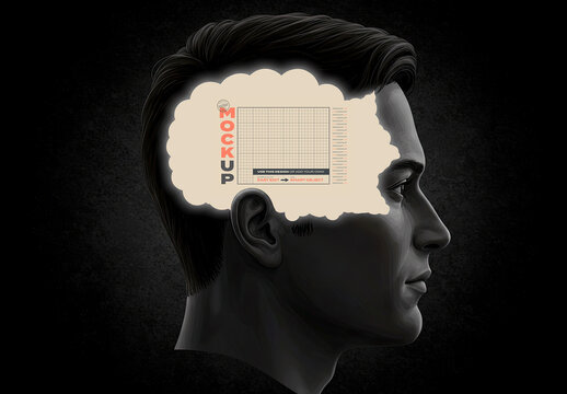 Inside Man Head Image Text Mockup