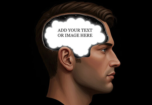 Inside Man Head Thoughts Image Text Mockup