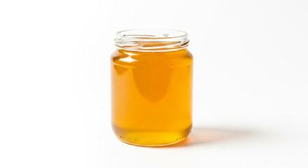 glass jar with honey with white background, sweet honey 