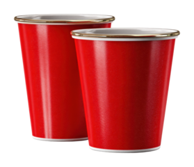 Festive red paper cups for drinks party event casual atmosphere