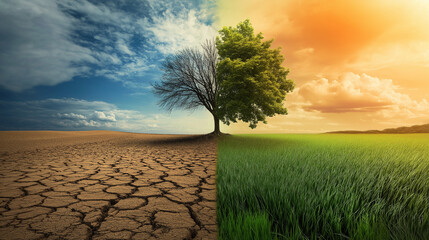 Climate change impact nature's dichotomy earth visual art contrast landscape environmental awareness