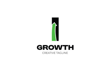 Letter I with arrow up. growth, invest and business logo