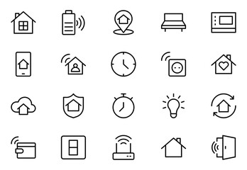 Smart home and sensors line icon set. For website marketing design, logo, app, template, ui, etc. Vector illustration.