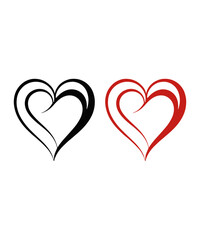 Modern vector illustration of a calligraphic love heart sign element of Valentine's day, love t-shirt design, template for t-shirt, card, invitation, easily editable.