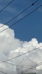 hot summer sky with electric wire 
