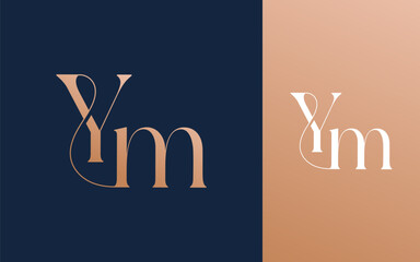 Initial letter YM MY logo design vector illustration for couple, wedding, and business