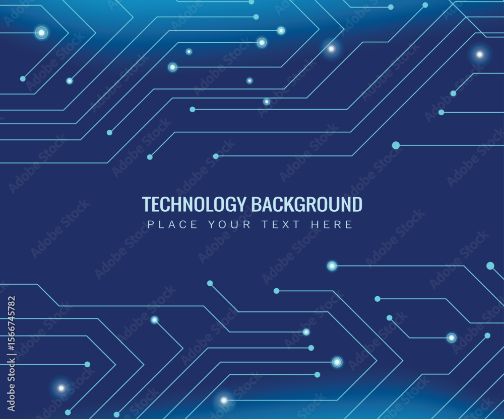 Fototapete a blue tech background with circuit boardlike design and central text space