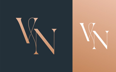 Initial letter VN NV logo design vector illustration for couple, wedding, and business
