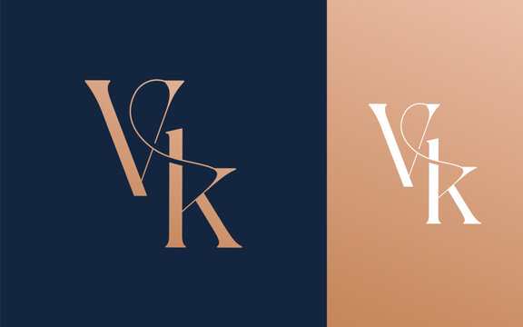 Initial letter VK KV logo design vector illustration for couple, wedding, and business