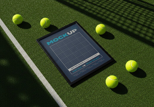 Vertical Ad Tennis Frame Poster Mockup