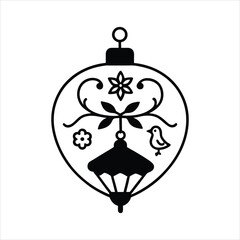 Ducks, Lamp, and Flowers Line Art Design