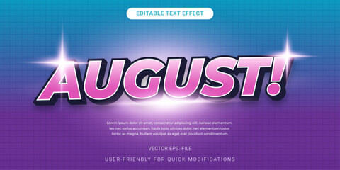 Vector Text Effect for August in Soft, Elegant Style with Editable Typography Layers