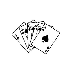 Obraz premium A royal flush in spades is isolated on white background