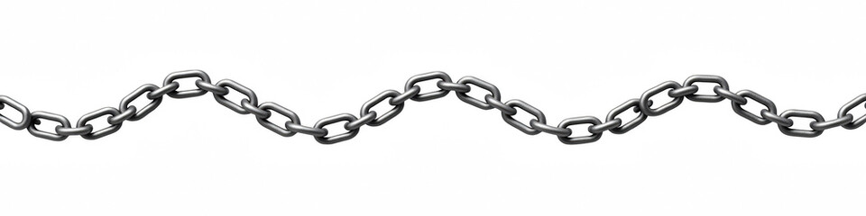 Shiny metal chain links connected wavy pattern, symbolizing strength and connection. chain surface...