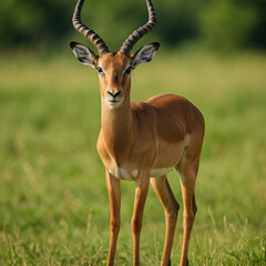 Fototapeta premium Impala antelope in kruger national park - Deer Standing in Sunlit Forest – High-Resolution Wildlife Photo in Natural Daylight