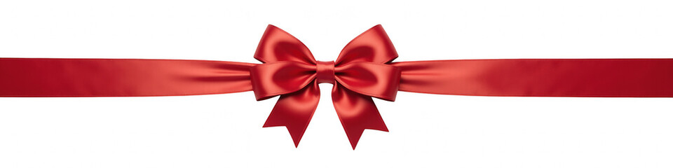 Vibrant red ribbon with large bow, perfect for gift wrapping or decoration, adds festive touch to any occasion