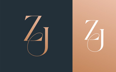 Initial letter ZJ JZ logo design vector illustration for couple, wedding, and business