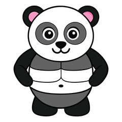 Panda six pack cartoon, Vector clip art illustration, Muscular Panda Six Pack Cartoon Art