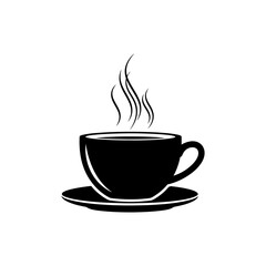 Obraz premium A black cup of hot coffee steams isolated on white background