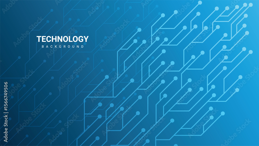 Fototapete blue tech background with circuits technology background text