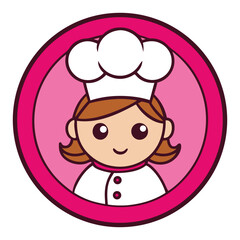 Mom kitchen logo vector illustration. Chef mascot logo.