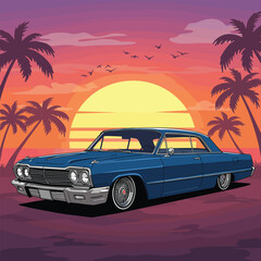 Classic Car Emblem Circle Logo Vector Art Design. Ready Made Vintage Car Logo Vector Art Illustration. Best for Classic Logo Design