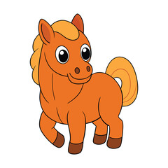 Vector illustration of Brown horse cartoon