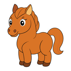 Vector illustration of Brown horse cartoon