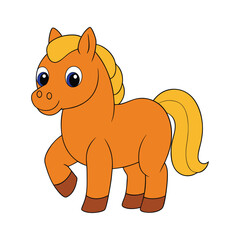 Vector illustration of Brown horse cartoon