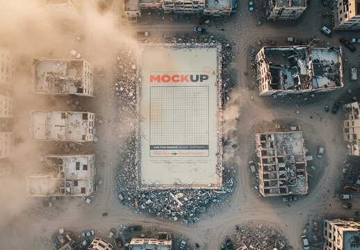 Vertical Image Photo Mockup with Destroy Debris