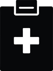 Obraz premium A medical black cross symbol on a white background, often used as a first aid or hospital icon